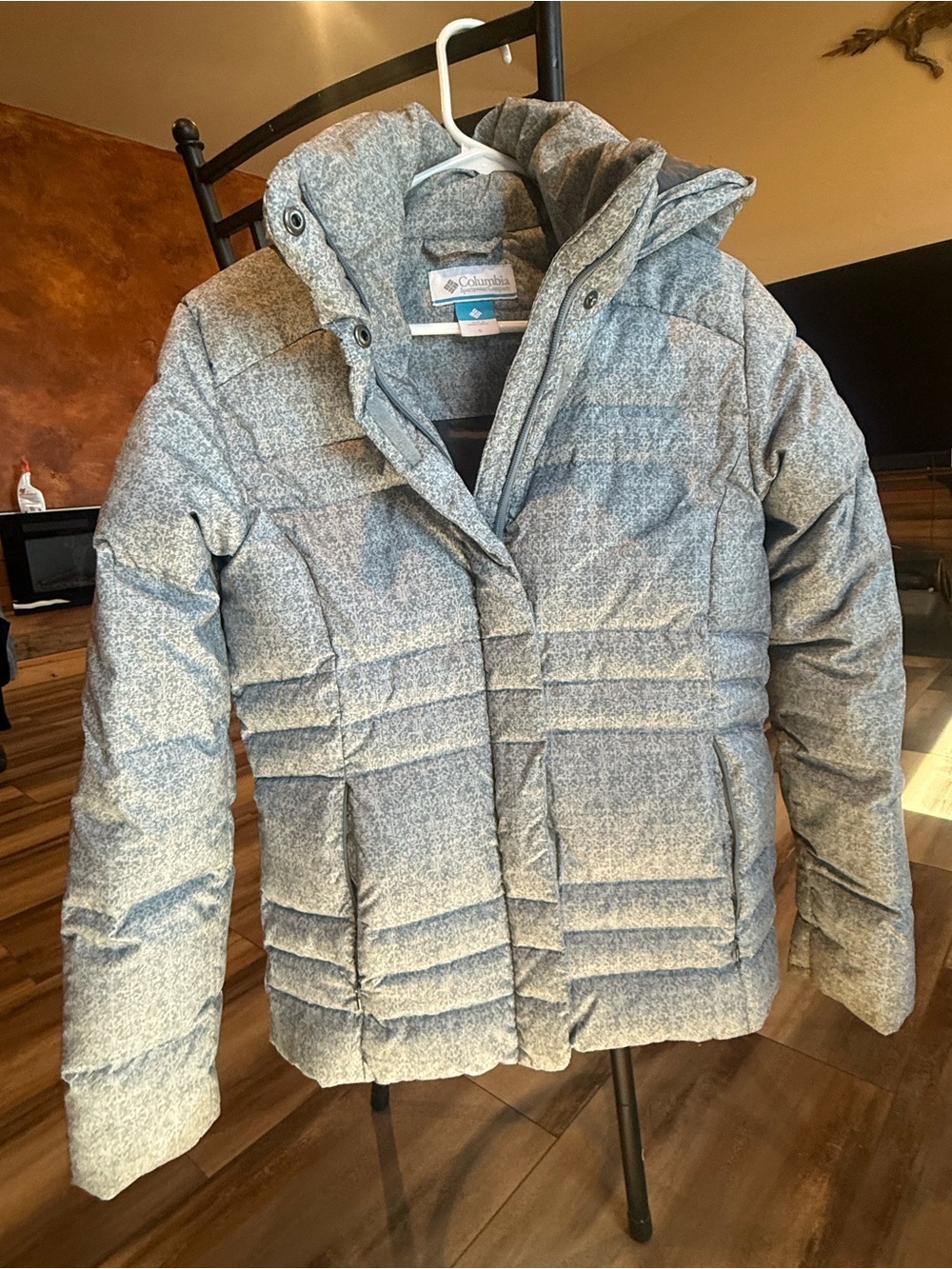 Columbia Heather Gray Women's Quilted Puffer Jacket with Hood